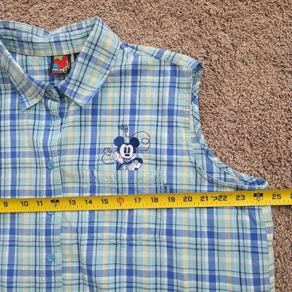 Disney Vintage Mickey Unlimited Sleeveless Collared Button Up Top Womsns 18/20W - Picture 7 of 8